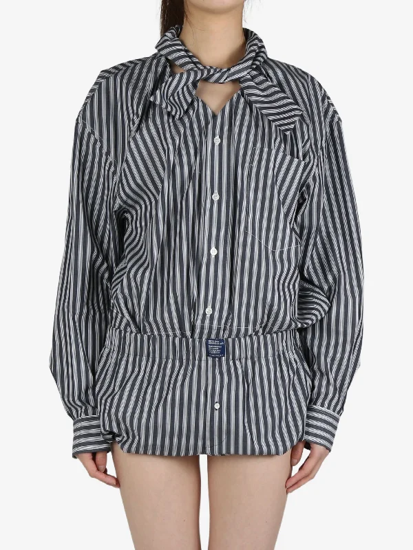 MERYLL ROGGE - Womens Boule Shirt w/ Collar Tie-- Hooded Caped Shawl Collar