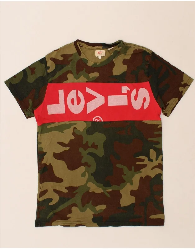 LEVI'S Mens Graphic T-Shirt Top Medium Khaki Camouflage Cotton-- Fleece Fabric Down Fabric Feather Fabric LEVI'S Mens Graphic T-Shirt Top Medium Khaki Camouflage Cotton-- Fleece Fabric Down Fabric Feather Fabric