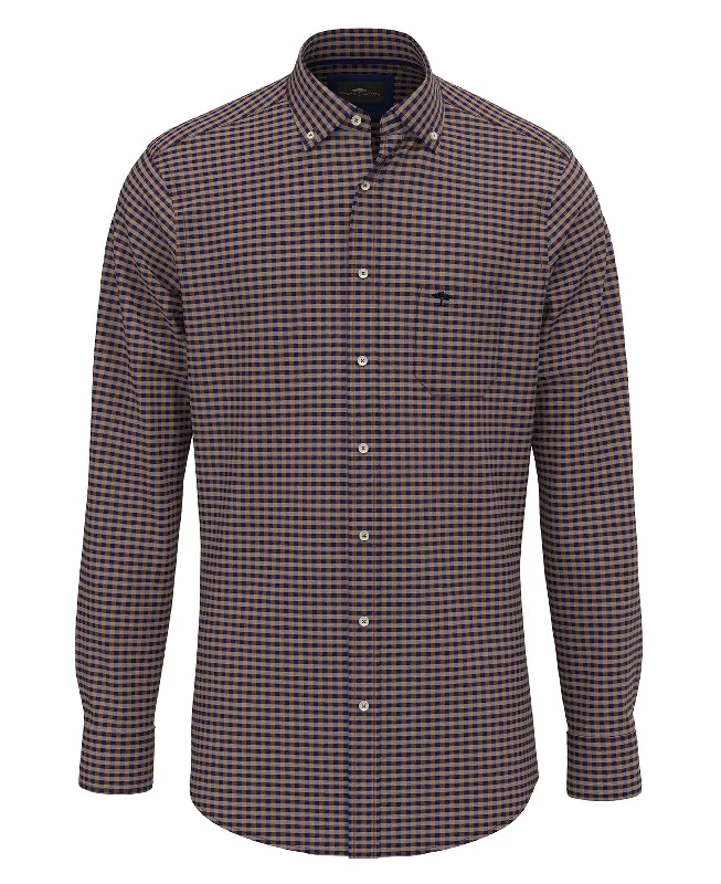 Small Check Shirt - Hazel-- Spandex Blend Rayon Blend Denim Blend