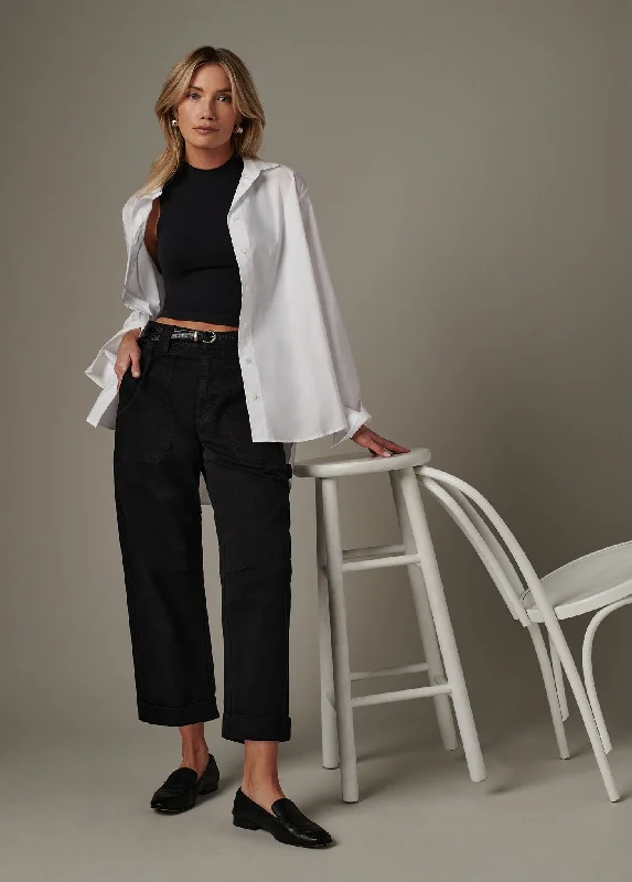 THE BOYFRIEND BUTTON DOWN SHIRT-- Terry Blend Velvet Blend Canvas Blend