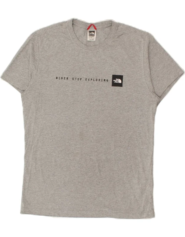 THE NORTH FACE Mens Graphic T-Shirt Top Small Grey Cotton -- Basic T-Shirt Crew Neck Short Sleeve