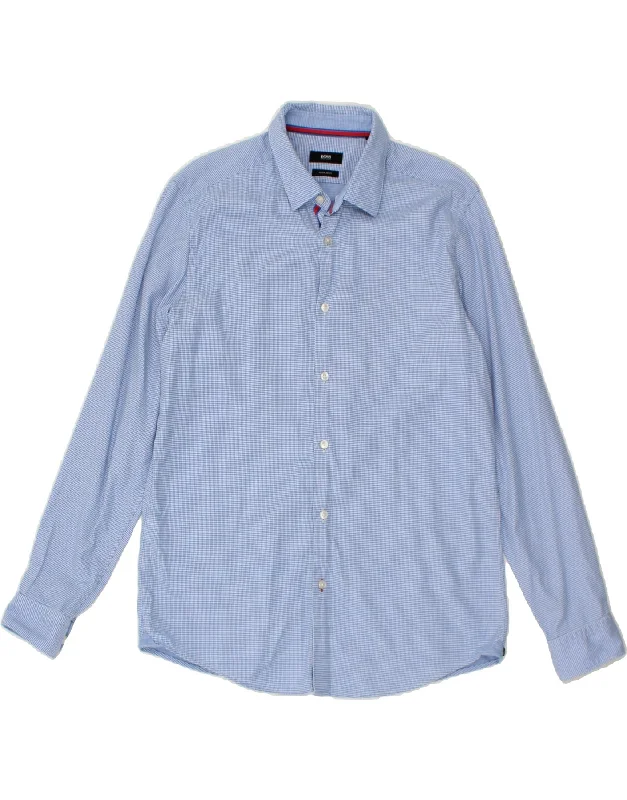 TOMMY HILFIGER Mens Regular Fit Shirt Large Blue Check Cotton-- Striped Floral Plaid