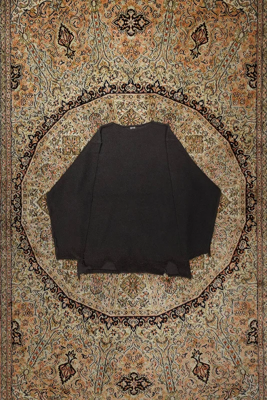 Fujimoto Burned Sweat Shirts with Wing (BLACK)-- Print Jacquard Patchwork