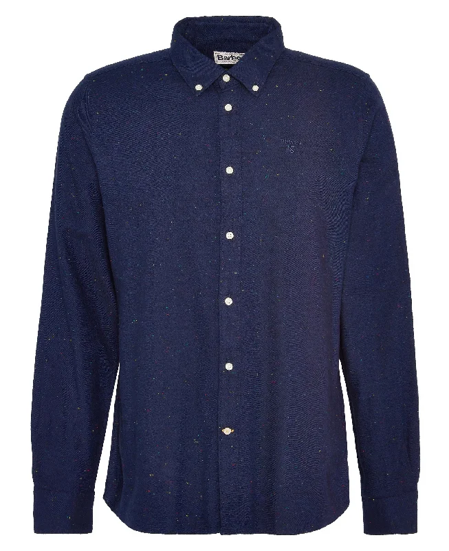 Tainsbury Tailored Fleck Twill Shirt - Navy-- Fitted T-Shirt Seamless Stretchy