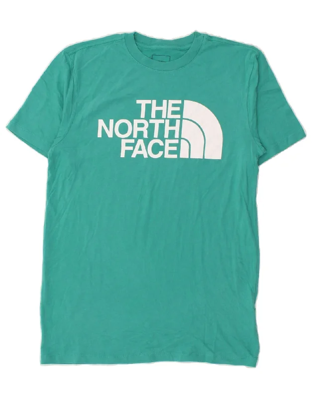 THE NORTH FACE Mens Graphic T-Shirt Top Small Turquoise Cotton-- Front Pockets Side Pockets Patch Pockets