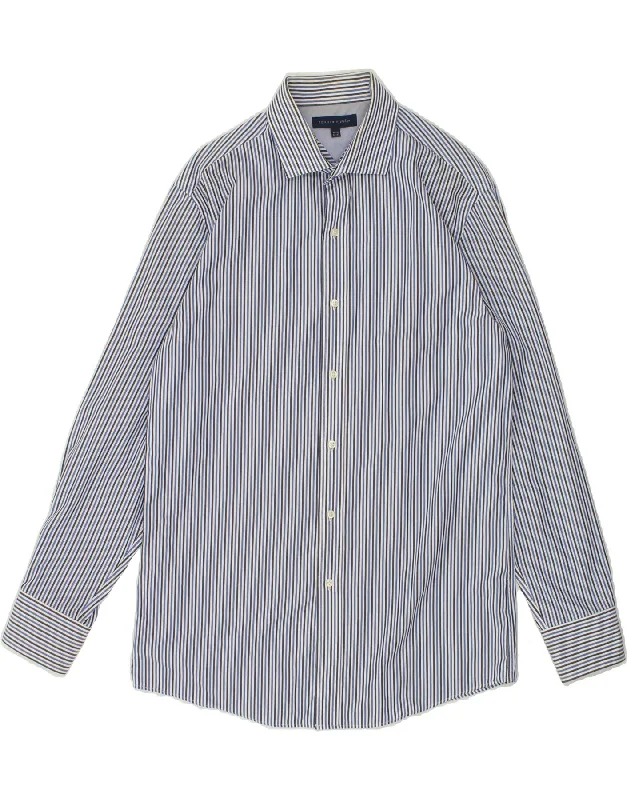 TOMMY HILFIGER Mens Shirt Size 15 1/2 Medium Blue Striped Cotton-- Casual Formal Business