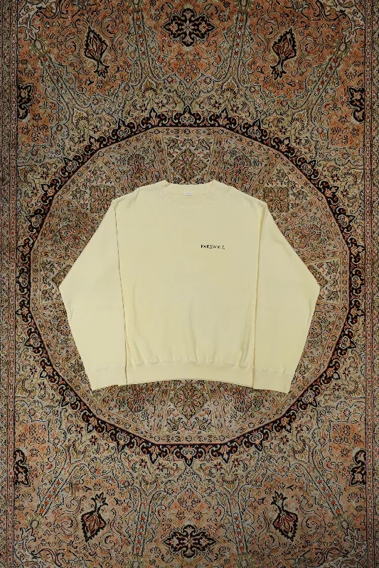 Fujimoto Over dyed Sweat Shirt with CRS (Lemon)-- Beaded Sequined Faux Fur