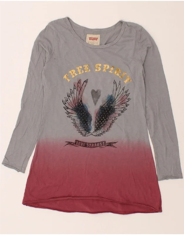 LEVI'S Girls Graphic T-Shirt Top 11-12 Years Grey Colourblock-- V-Neck T-Shirt Long Sleeve Cotton LEVI'S Girls Graphic T-Shirt Top 11-12 Years Grey Colourblock-- V-Neck T-Shirt Long Sleeve Cotton