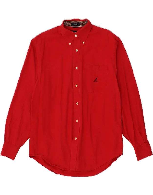 NAUTICA Mens Shirt Medium Red Cotton-- Oversized T-Shirt Spandex breathable