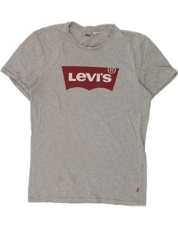 LEVI'S Mens Graphic T-Shirt Top Medium Grey Cotton-- Cozy Warm Stylish