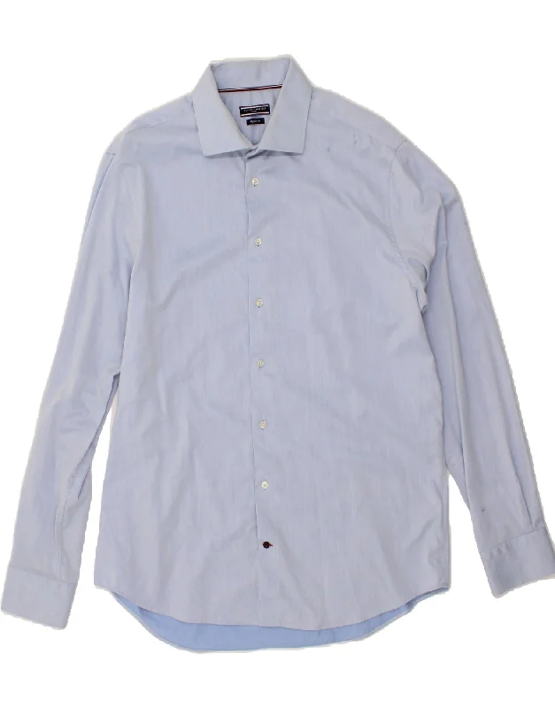 TOMMY HILFIGER Mens Regular Fit Shirt Size 17 1/2 XL Blue Cotton-- Chenille Brocade Lace