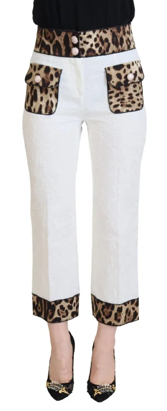 Dolce & Gabbana Elegant Leopard Print Pants for Sophisticated Women's Style Fashionable Tapered Leg Pants