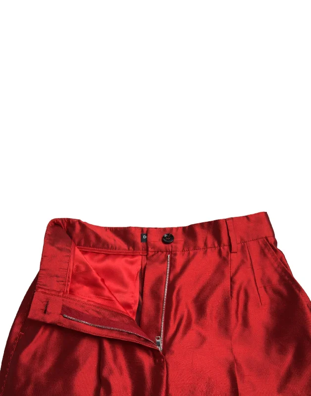 Dolce & Gabbana Elegant High Waist Wide Leg Silk Women's Pants Classic Bootcut Trousers