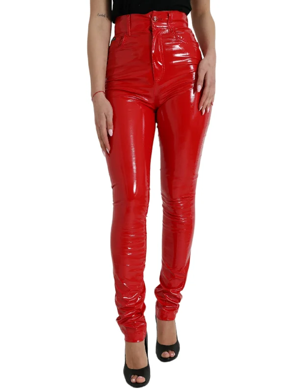 Dolce & Gabbana Chic Red High Waist Skinny Women's Pants Formal Dress Pants