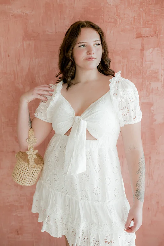 Lottie Eyelet Mini Dress Cozy Sweater Mini Dress