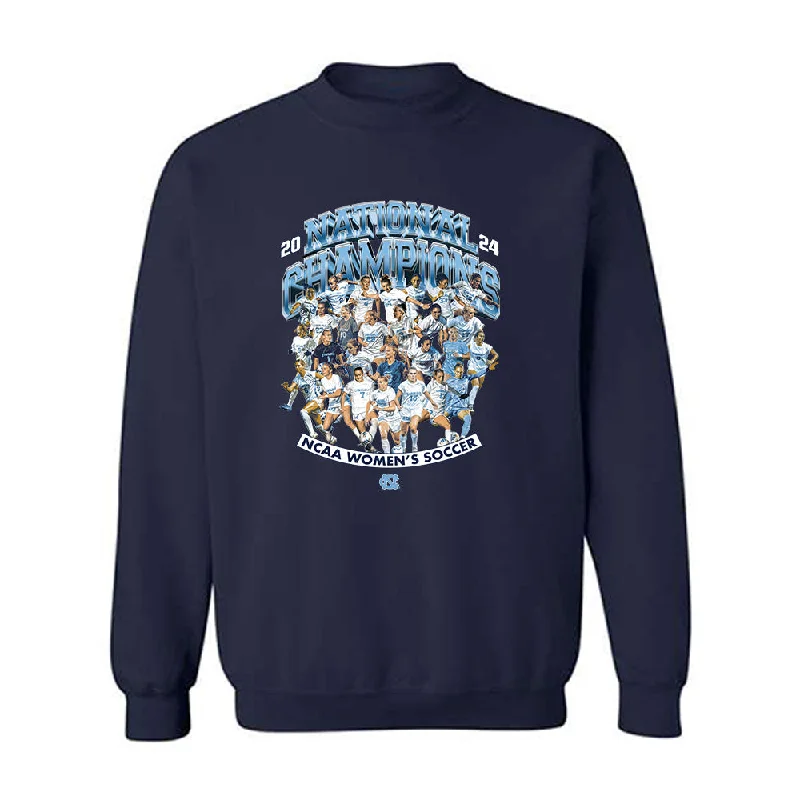 UNC - NCAA Women's Soccer : Aria Nagai - National Champs Team Collage Crewneck Sweatshirt Hoodie with Typography Text Message UNC - NCAA Women's Soccer : Aria Nagai - National Champs Team Collage Crewneck Sweatshirt Hoodie with Typography Text Message