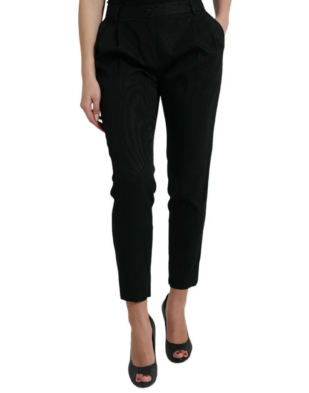 Dolce & Gabbana Elegant High-Waist Tapered Cropped Women's Pants Fashionable Jogger Pants
