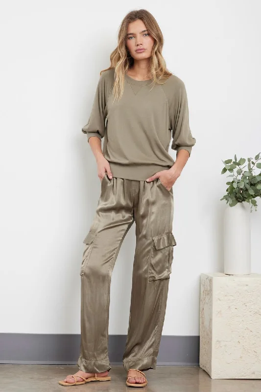 AGNES SILKY CARGO LONG PANT Trendy Velvet Pants