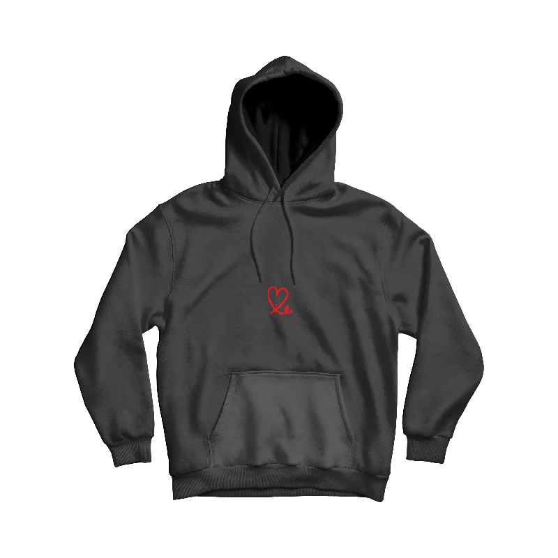 Womens Black & Red Pullover Hoodie Hoodie with Patch Decorative Personalized