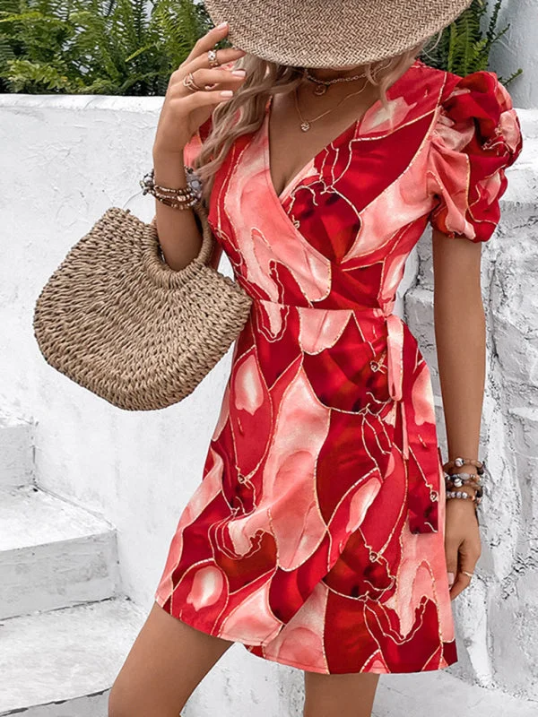 Blue Zone Planet |  floral V-neck one piece dress Tunics Review highly