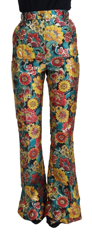 Dolce & Gabbana Elegant Multicolor Woven Women's Pants Formal Stretch Pants