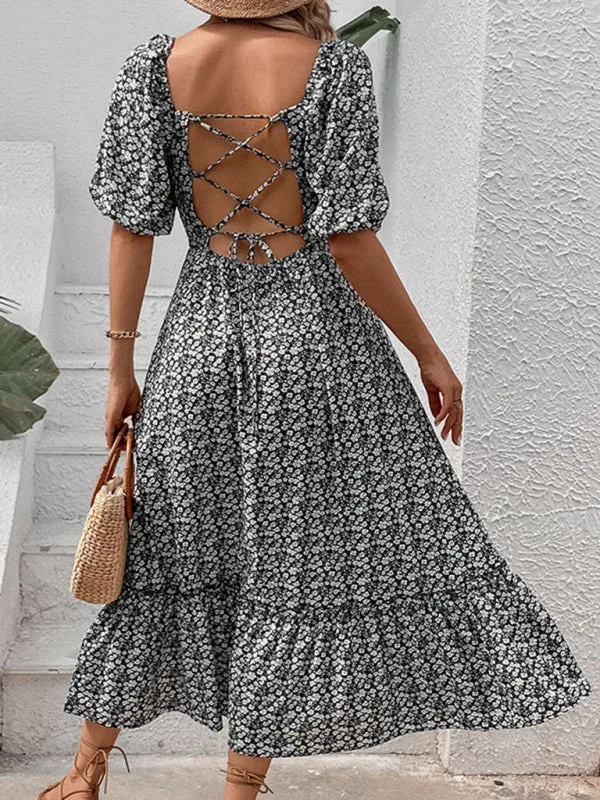 Blue Zone Planet | Clothing Floral Retro Elegant Dress Tunics Cozy comfortable