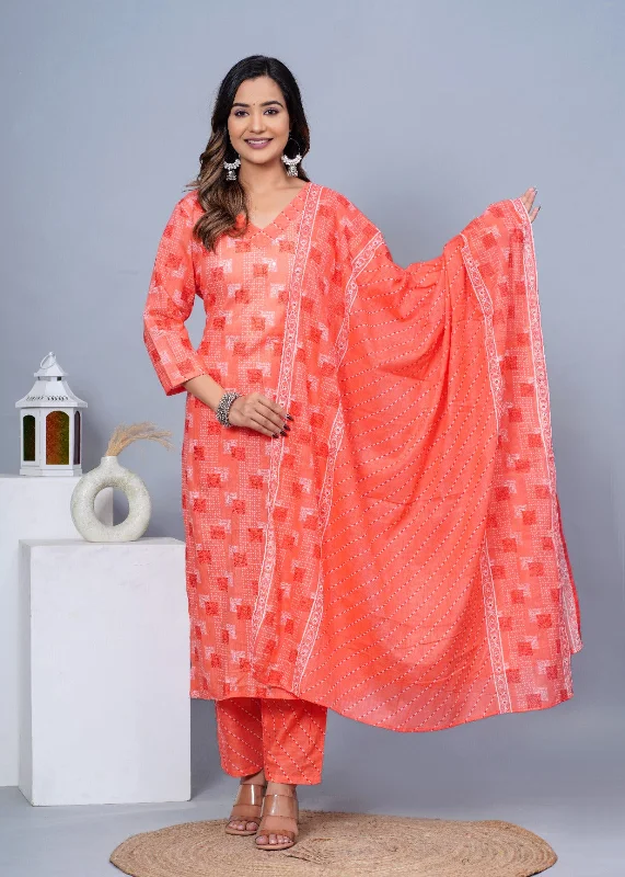 Women Stylish Cotton Kurta with Pant and Dupatta Set - Rasiya Fashionable Button-Up Pants