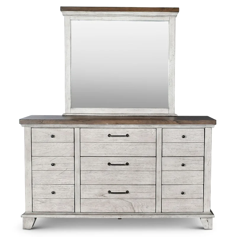 Bear Creek - Dresser & Mirror - Whitewashed Gray Tunics Denim casual