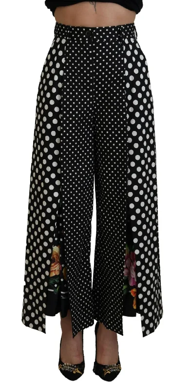 Dolce & Gabbana Elegant High-Waist Polka Dot Women's Pants Classic Straight-Leg Pants