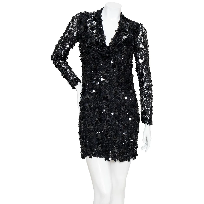 Sequined Bodycon Mini Dress Casual Button-Up Mini Dress