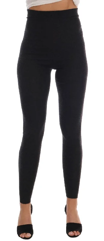 Dolce & Gabbana Elegant Gray Cashmere High Waist Women's Pants Elegant Wool Trousers