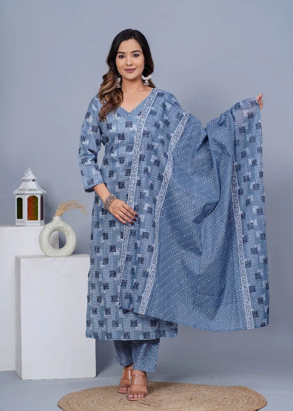 Women Stylish Cotton Kurta with Pant and Dupatta Set - Rasiya Relaxed High-Waist Trousers Women Stylish Cotton Kurta with Pant and Dupatta Set - Rasiya Relaxed High-Waist Trousers