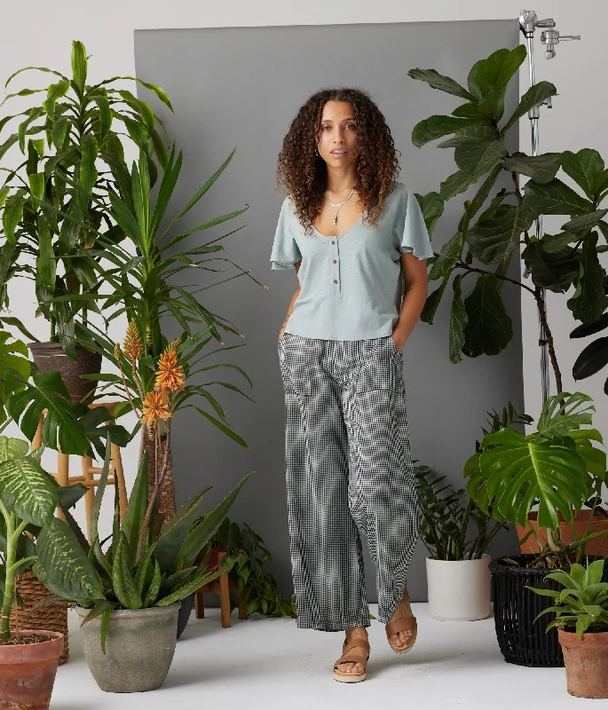 Sawyer Pant - Black Check Elegant Palazzo Trousers