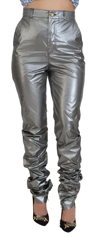 Dolce & Gabbana Elegant High Waist Skinny Pants in Women's Silver Modern Bootcut Pants