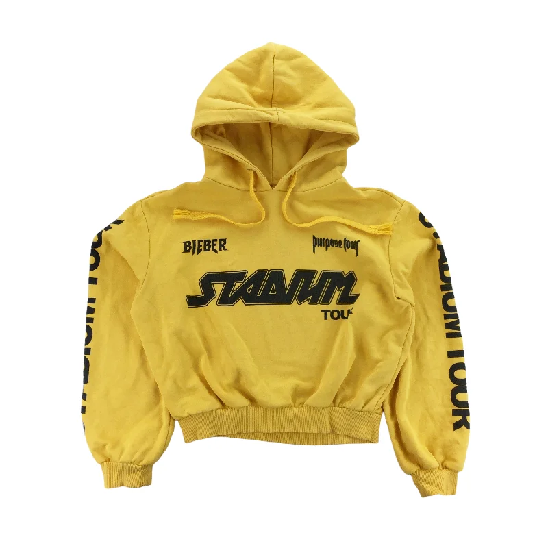 Justin Bieber Stadium Hoodie - Women/S Hoodie with Hem Raw Edge Edgy Unfinished