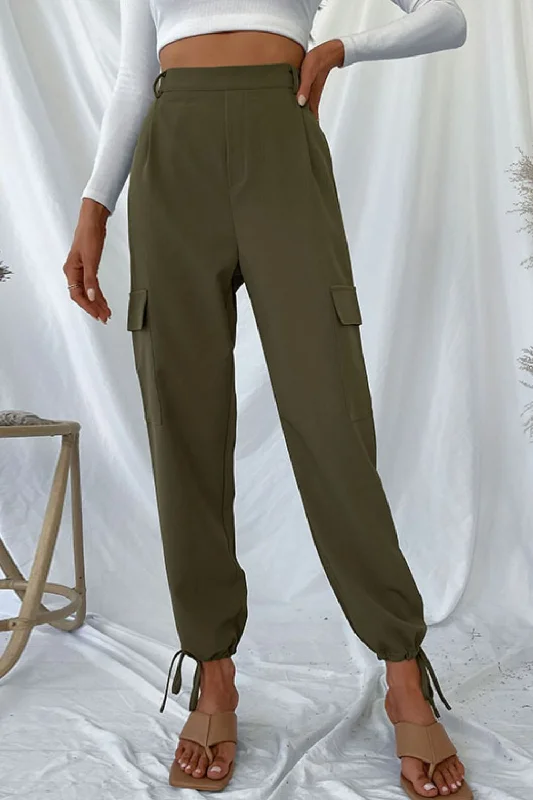 Drawstring Ankle Cargo Pants Comfortable Jogger Trousers