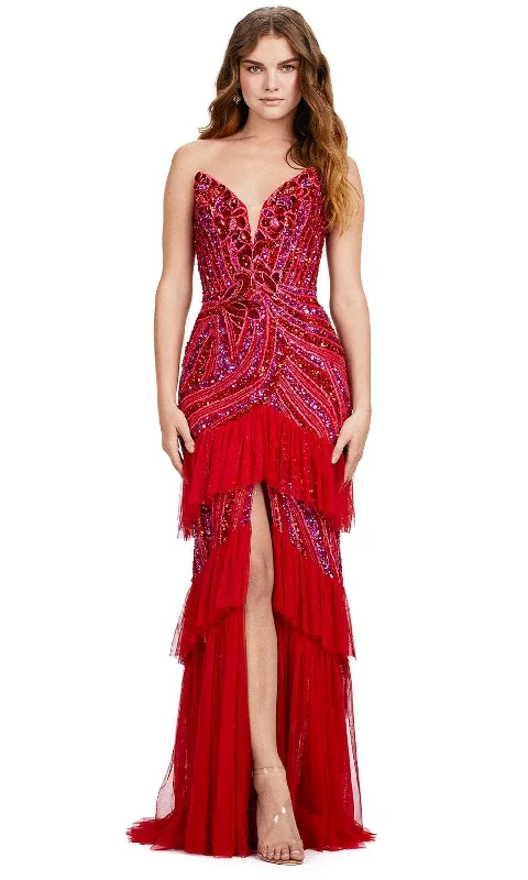 Ashley Lauren 11438 - Ruffle Tiered Prom Dress Tunics Mesh breathable