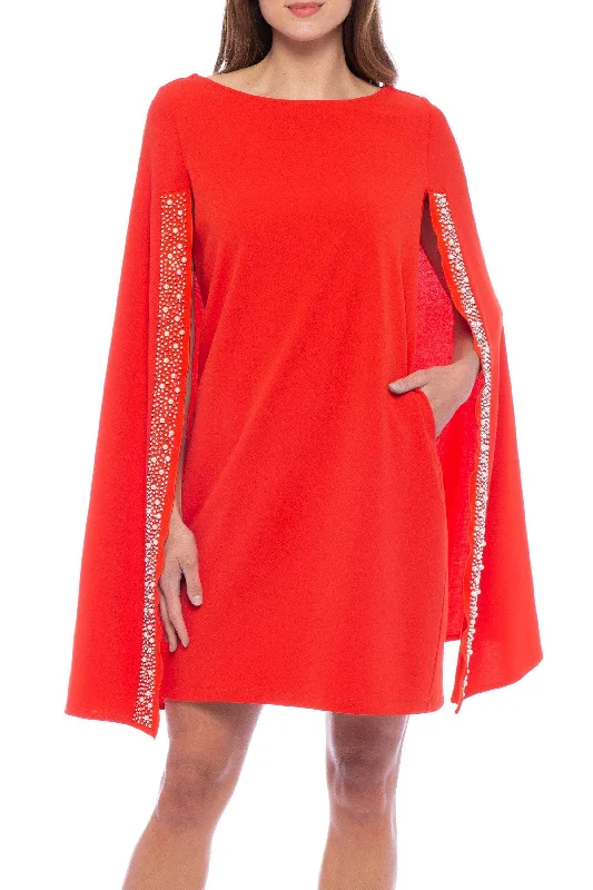 Marina 268518 - Beaded Trim Cape Evening Dress Cowl Neckline Elegant
