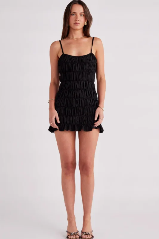SNDYS THE LABEL INGRID MINI DRESS - BLACK Trendy Tulle Mini Dress