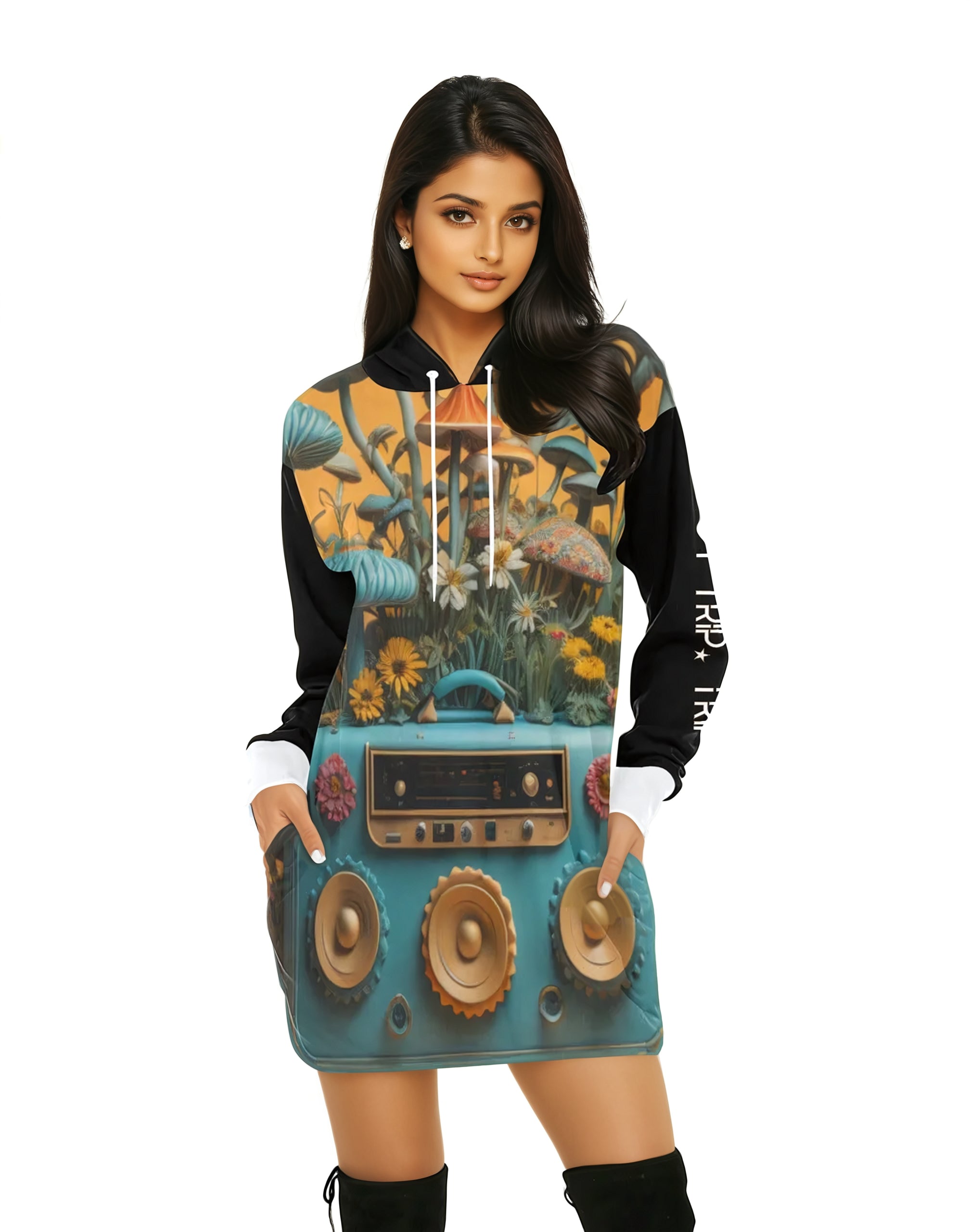 Don't Trip. Trip! Mushroom (BLK) Mini Dress Casual Mini Dress with Pockets