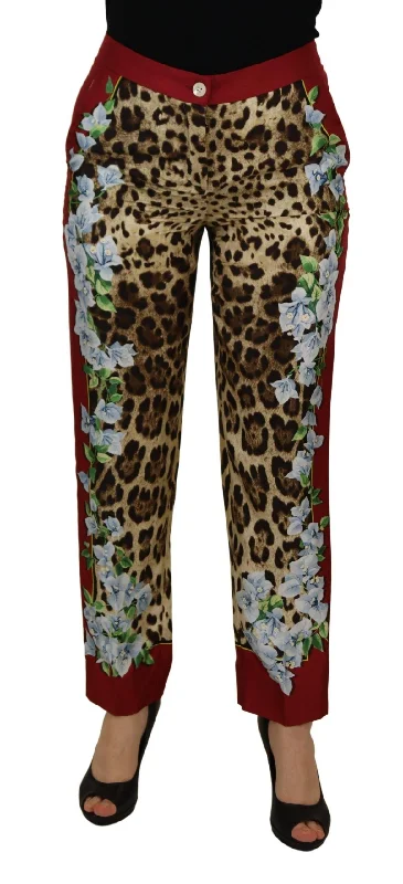 Dolce & Gabbana Elegant Multicolor High Waist Silk Women's Pants Chic Wool Trousers
