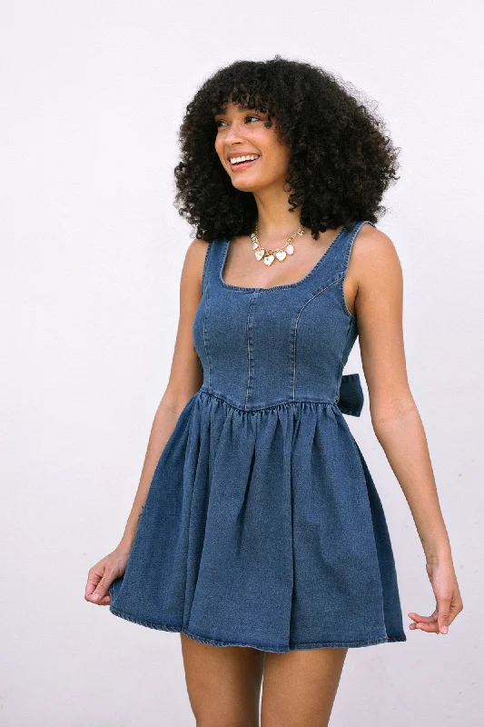 Marissa Denim Mini Dress Casual High-Waist Mini Dress