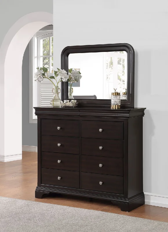 Dominique - 2 Piece Dresser And Mirror - Dark Brown Tunics Exclusive limited