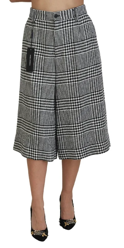 Dolce & Gabbana Elegant High Waist Plaid Midi Women's Pants Comfy Athletic Pants