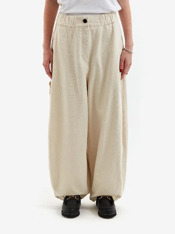 Girls Of Dust Sultan Pants - Ecru Comfortable Denim Pants
