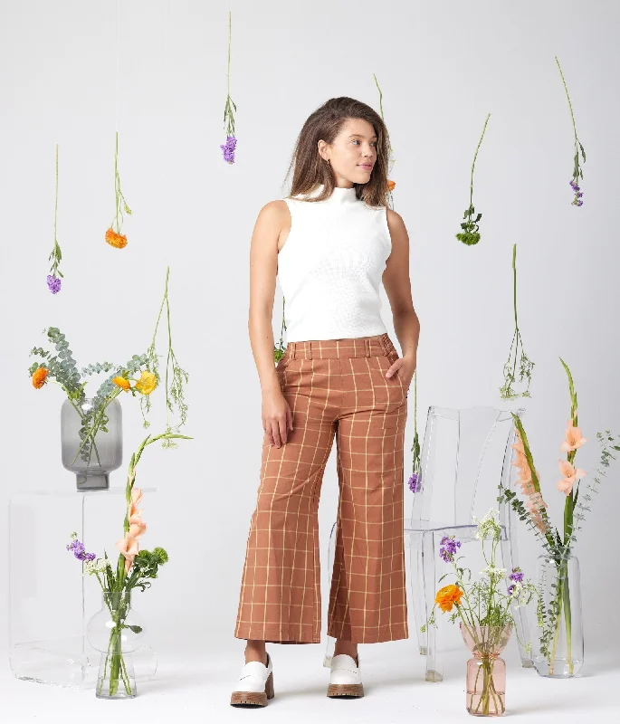 Billie Pant - Walnut Plaid Chic Checkered Pants