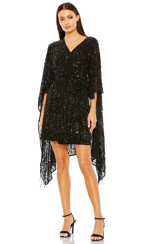 Mac Duggal 94044 - Cape Sleeve Waist Tie dress Tunics Leisure comfortable