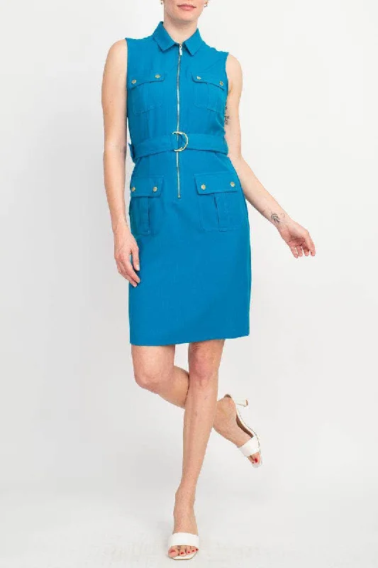 Sharagano HW3S19607 - Belted Zip Dress Tunics Distressed trendy
