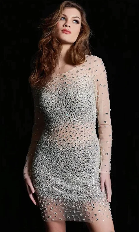 Jovani 37055 - Long Sleeve Jewel Neck Cocktail Dress Tunics Stylish elegant