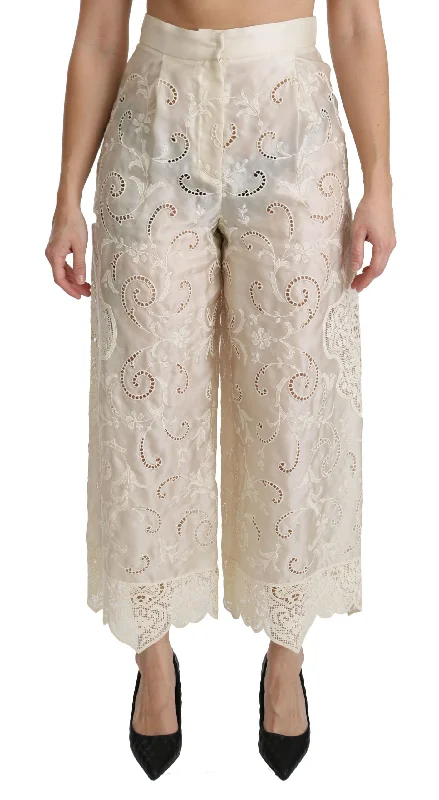 Dolce & Gabbana Elegant High Waist Palazzo Cropped Women's Pants Casual Yoga Pants